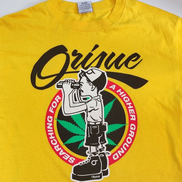 Orisue T-shirt men's size M yellow with graphic design short sleeve - Picture 2 of 9